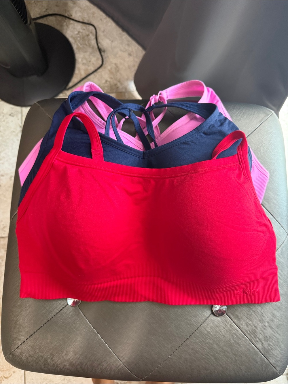 3 pack Victoria Secret Pink Seamless cotton sport bra - Red, Navy, Pink